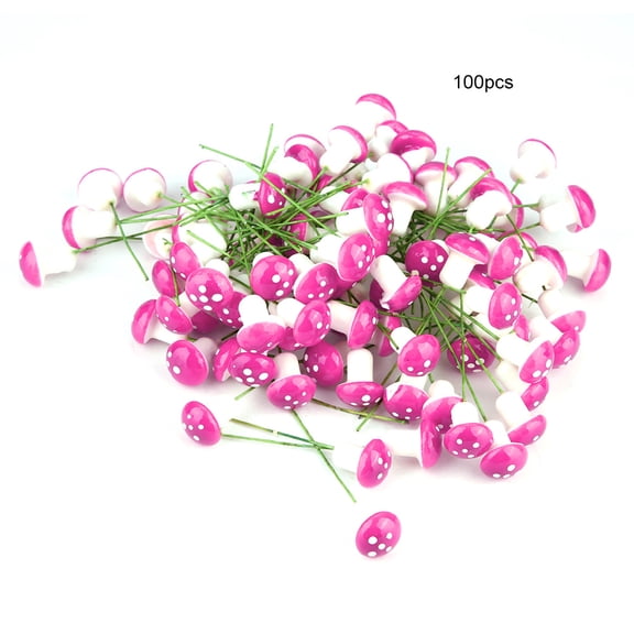 Slatcetga 100pcs Artificial Mushroom Pattern DIY Craft Accessory for Wedding Candy Cake (Rose Red)