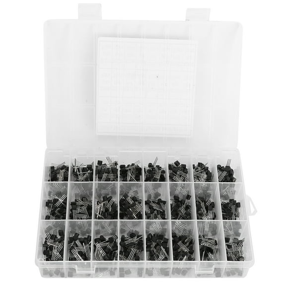 Slatcetga 840 Pcs InLine TO92 Transistors NPN Small Power Transistors Kit Box 2N2222ABC558