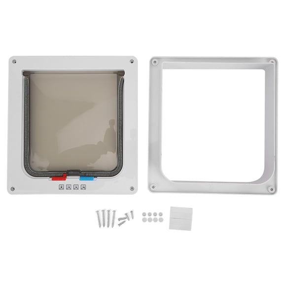 Slatcetga Plastic White Beautiful Detachable Controlled Access Direction Pet Door for Cats DogsWhite L