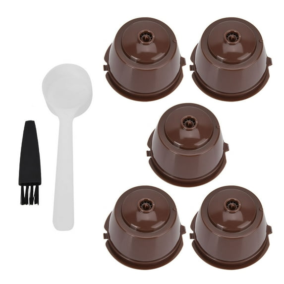 Slatcetga Reusable Refillable Coffee Capsule Pod Filter Cups Set With Spoon Brush (5 Coffee Capsules)