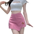 thumbnail image 1 of Slatcetga Skirt High V Waist A Line Irregular Hem Plain Stylish Spicy Miniskirt for Street Daily Pink M, 1 of 8