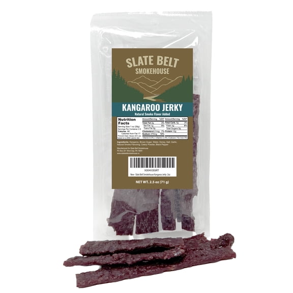 Slate Belt Smokehouse Kangaroo Jerky for Humans, Kangaroo Meat Jerky 2.5 Ounce