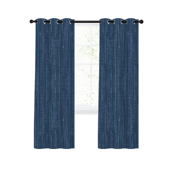Slate Blue Blackout Curtains for Bedroom Living Room, Country Vintage Minimalist Solid Color Backdrop 45 In Long Thermal Insulated Room Darkening Drapes Grommet Window Treatments, 42 x 45 In