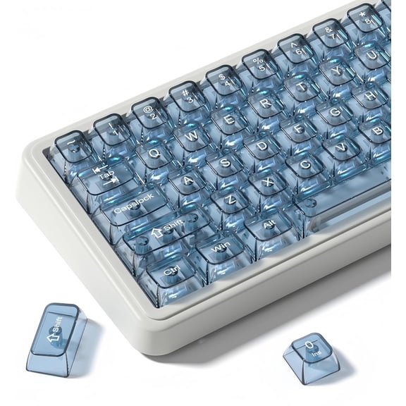 Slate Blue Clear keycaps,Transparent Keyboard keycaps,Jelly Key caps Set,Shine Through keycap,MDA Profile Keyboard caps for Mx Switches Mechanical Keyboard(115key)