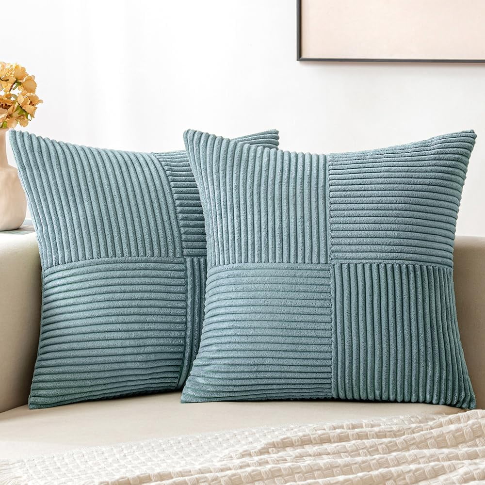 Slate Blue Decorative Throw Pillow Covers for Couch 20x20 Inch