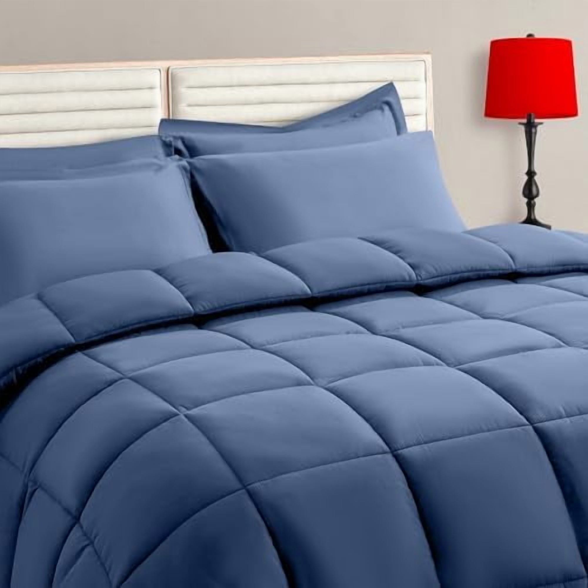 Slate Blue Full Size Comforter Set - 7 Pieces, Bed in a Bag Bedding ...