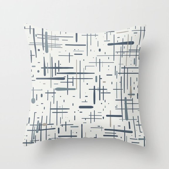 Slate Blue Linear Grid and Dot Throw Pillow Cover, Polyester Velvet, Chair Accent, Cover Only, Insert Not Included