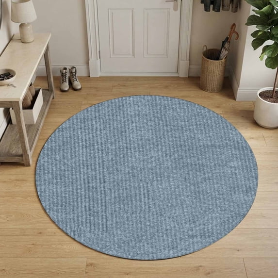 Slate Blue Lines 5FT Round Area Rugs for Living Room Country Vintage ...