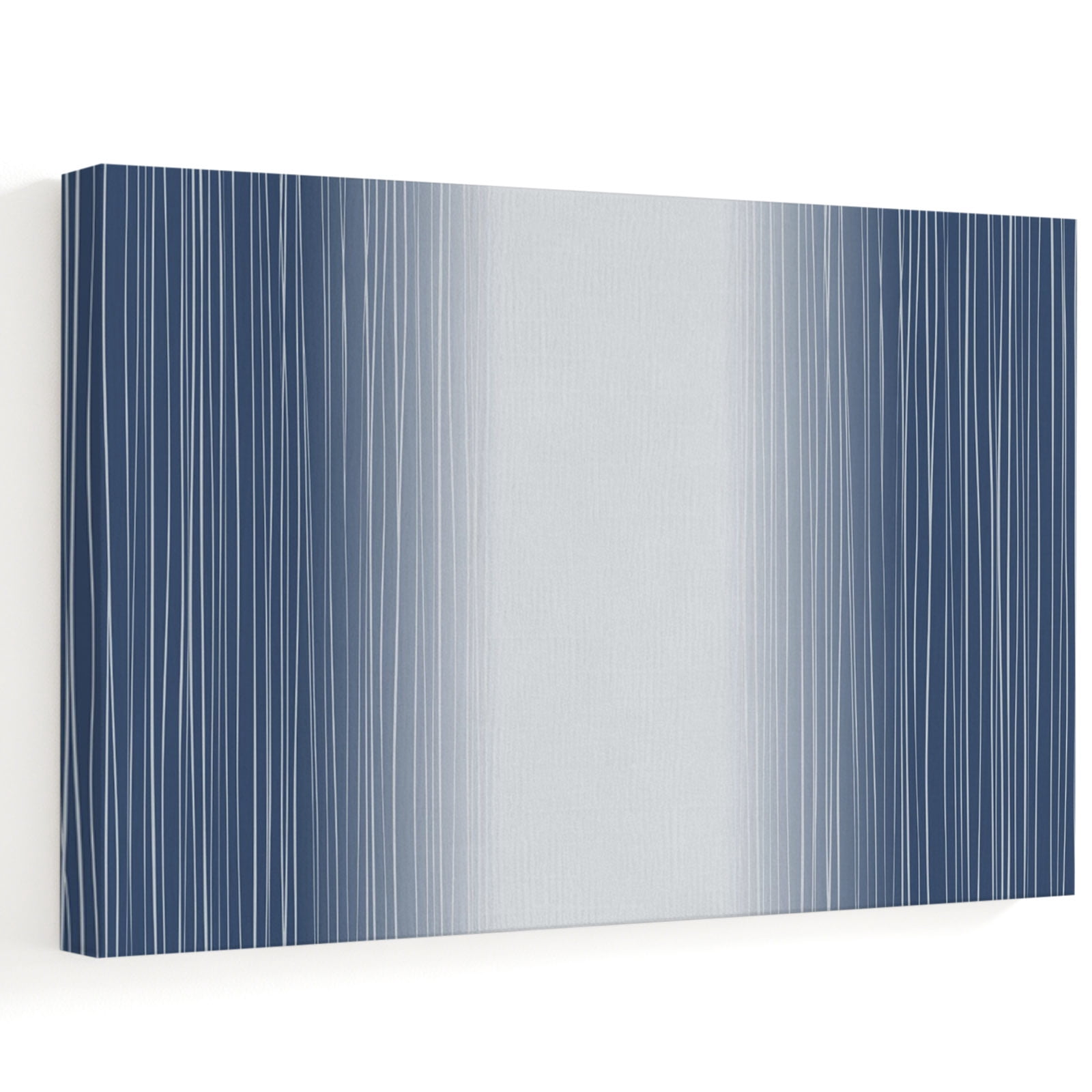Slate Blue Lines Canvas Wall Art, Modern Ombre Navy Blue Nordic ...