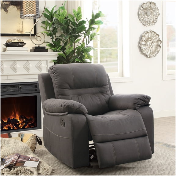 Slate Blue Modern Glider Recliner Chair with Breathable Leatherette Upholstery, Motion Rocker for Living Room
