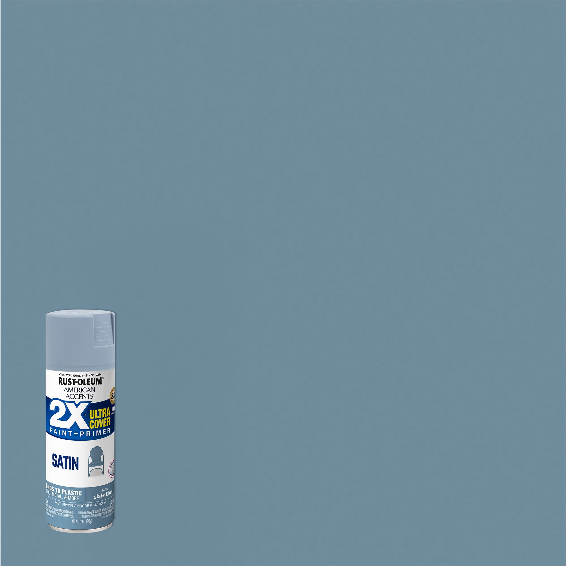 Rust-Oleum Accents Ultra Cover 2x Satin Spray Paint, Slate Blue,12 oz