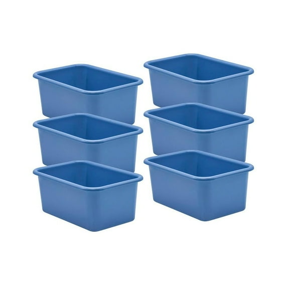 Teacher Created Resources Slate Blue Small Plastic Storage Bin, Pack of 6