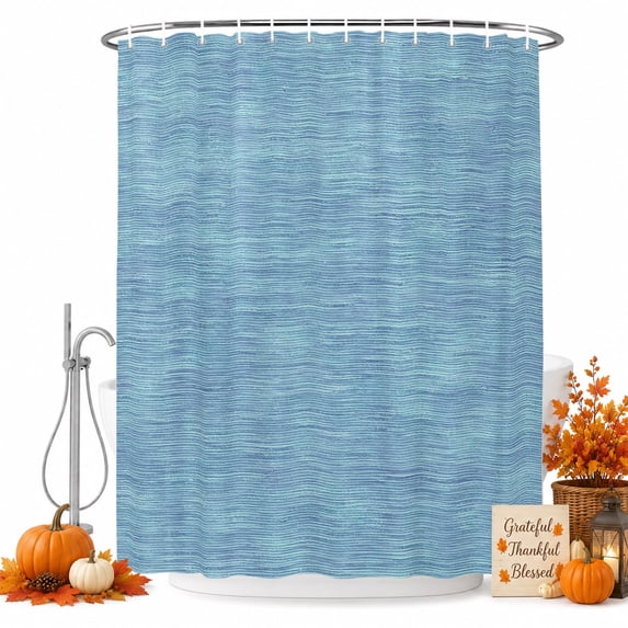 Slate Blue Solid Color Shower Curtain, Waterproof Shower Curtains for Bathroom, Minimalist Vintage Linen Texture Washable Fabric Bathtub Curtain Set Bath Decor with 12 Hooks Extra Long 72"x96"
