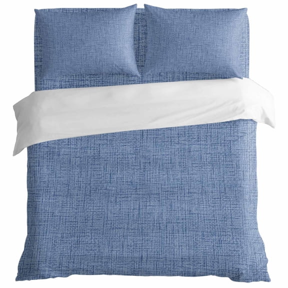 Slate Blue Solid Duvet Cover Set California King Size, Minimalist Cloth Denim Blue Linen Texture Nautical 4 Piece Bedding Set with Zipper Closure & Corner Ties Soft Breathable Comforter Cover for Bed