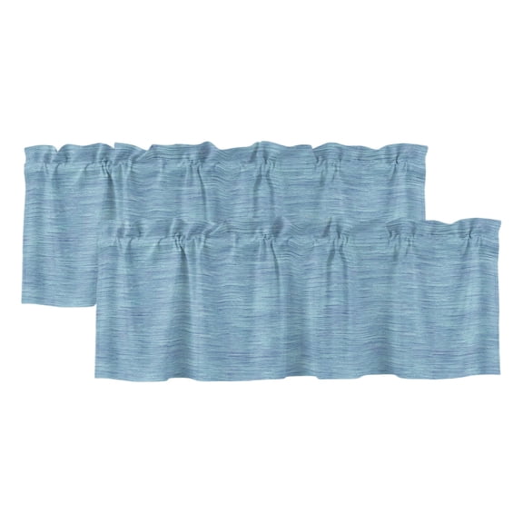 Slate Blue Valances for Window 2 Pack, Modern Minimalist Solid Color Linen Texture Rod Pocket Curtains Valances Light Filtering Short Curtains for Kitchen Bedroom Bathroom 54 x 18 Inch