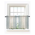 thumbnail image 1 of Slate Blue Wooden Tier Curtains 36 Inch Length,Sheer Curtains for Bedroom Living Room Window Farmhouse Brown Vintage Distressed Rod Pocket Drapes Kitchen Curtains Small Half Window 27.5"x36" 2 Panels, 1 of 7
