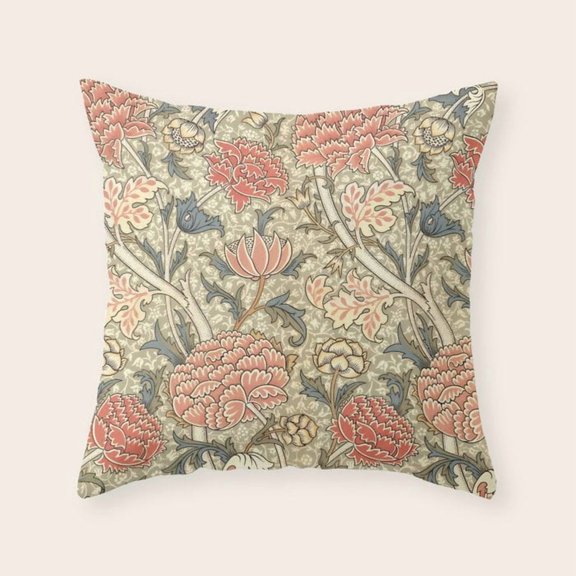 Slate Botanical Floral Polyester Velvet Throw Pillow Cover Only, Envelope Closure, No Insert