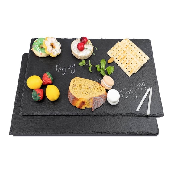 Slate Cheese Boards for Meat Cheese Appetizers, Serving Plate Tray with Chalks