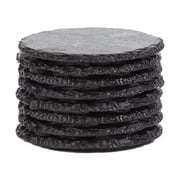 Slate Coasters Set of 8 Round Black Slate Stone Coasters Bulk Round Slate Stone Cup Coaster for Drink Bar Kitchen Home, Handmade Natural Rough Edge 4 x 4 Inch