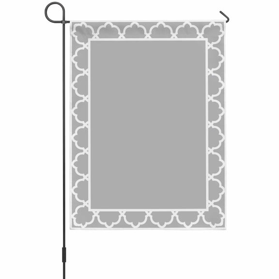 Slate Gray Garden Flags For Outdoor, Geometric Morocco Printed Border Modern Rustic Grey Small Double Side Yard Flags Weather Proof Garden Decor for Lawn Outside Holiday 12 x 18 Inches