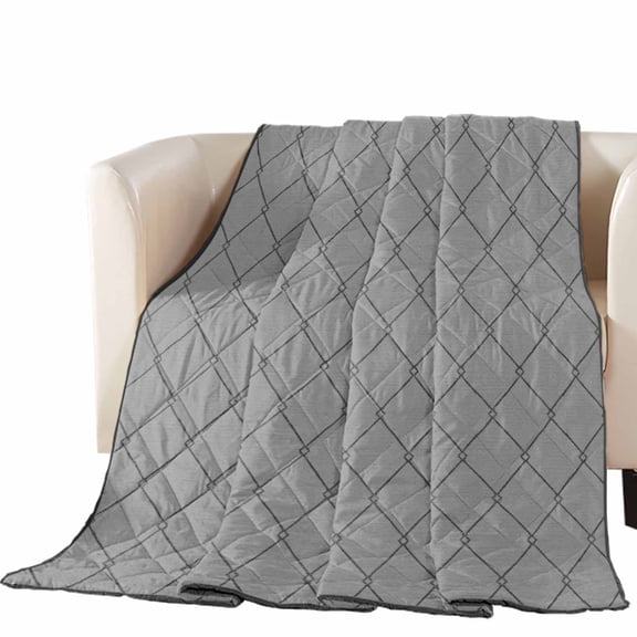 Slate Gray Quilted Lines Quilted Comforters Cooling Blanket Full Size, Minimalist Rhombus Pattern Diamond Grid Cold Comfort for Hot Sleepers Lightweight Air Conditioning Quilt Blanket for Bed
