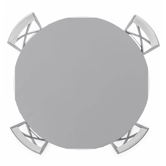 Slate Gray Round Table Cover, Geometric Morocco Printed Border Modern Rustic Grey Waterproof Fitted Tablecloths for 55"-60" Tables, Washable Picnic Table Cover for Camping Dining Indoor Outdoor