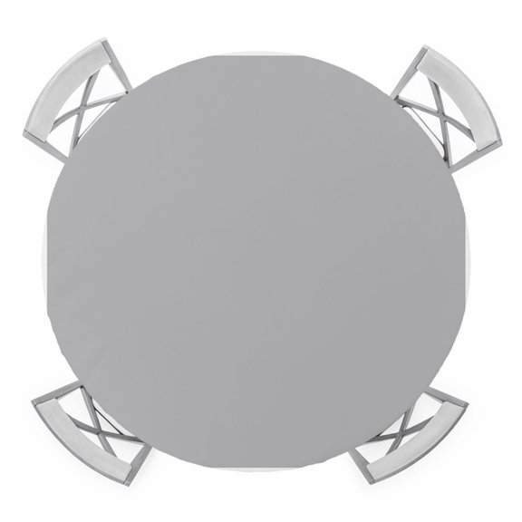 Slate Gray Round Table Cover, Geometric Morocco Printed Border Modern Rustic Grey Waterproof Fitted Tablecloths for 55"-60" Tables, Washable Picnic Table Cover for Camping Dining Indoor Outdoor