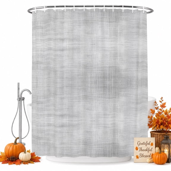 Slate Gray Shower Curtain Set - Small 36" x 72" Washable Bathtub Curtain with 12 Hooks, Vintage Solid Color Modern Minimalist Distressed Waterproof Fabric Stall Shower Curtains for Bathroom Décor