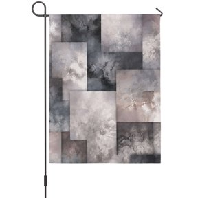 Slate Gray Squares Garden Flag 12 x 18 Inches, Abstract Color Blocks Industrial Ink Bleeds Weather Proof Outdoor Patio Flags Double Sided Small Garden Decoration for Yard Outside Home