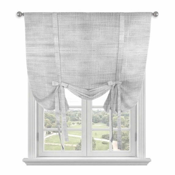 Slate Gray Tie Up Curtains 45 Inches Long, Kitchen Window Curtains Over Sink, Vintage Solid Color Modern Minimalist Distressed Small Window Curtains Balloon Curtains Valances for Bedroom/Cafe 34"x45"