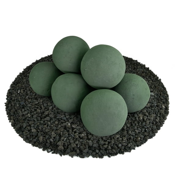 Slate Green, Ceramic Fire Balls | 5" Set of 8