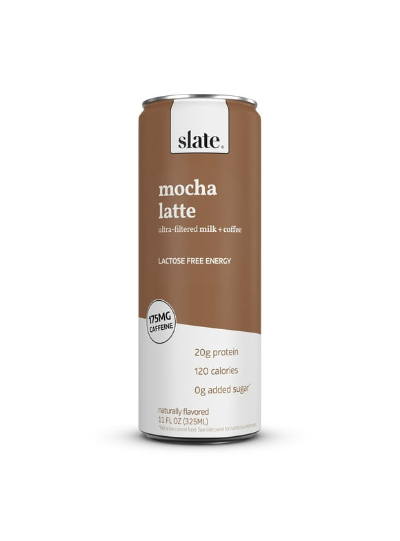 Slate High Protein Mocha Latte, Lactose Free, 20g Protein, 11oz