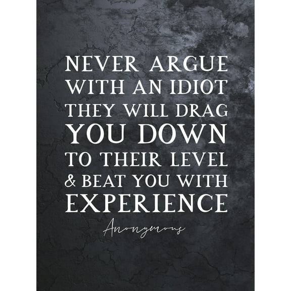 Slate Inspiring Quote Never Argue with an Idiot Attributed to Mark Twain Extra Large XL Wall Art Poster Print