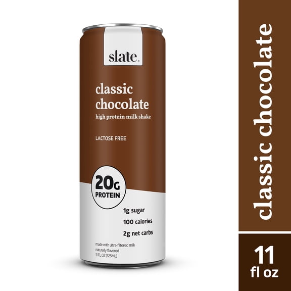 Slate Milk Classic Chocolate Milk Shake, 20g Protein, 11 fl oz Can