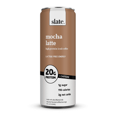 Slate Milk Mocha Latte, High Protein Iced Coffee, 20g Protein, 11 oz Can