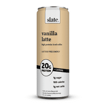 Slate Milk Vanilla Latte, High Protein Iced Coffee, 20g Protein, 11 oz Can