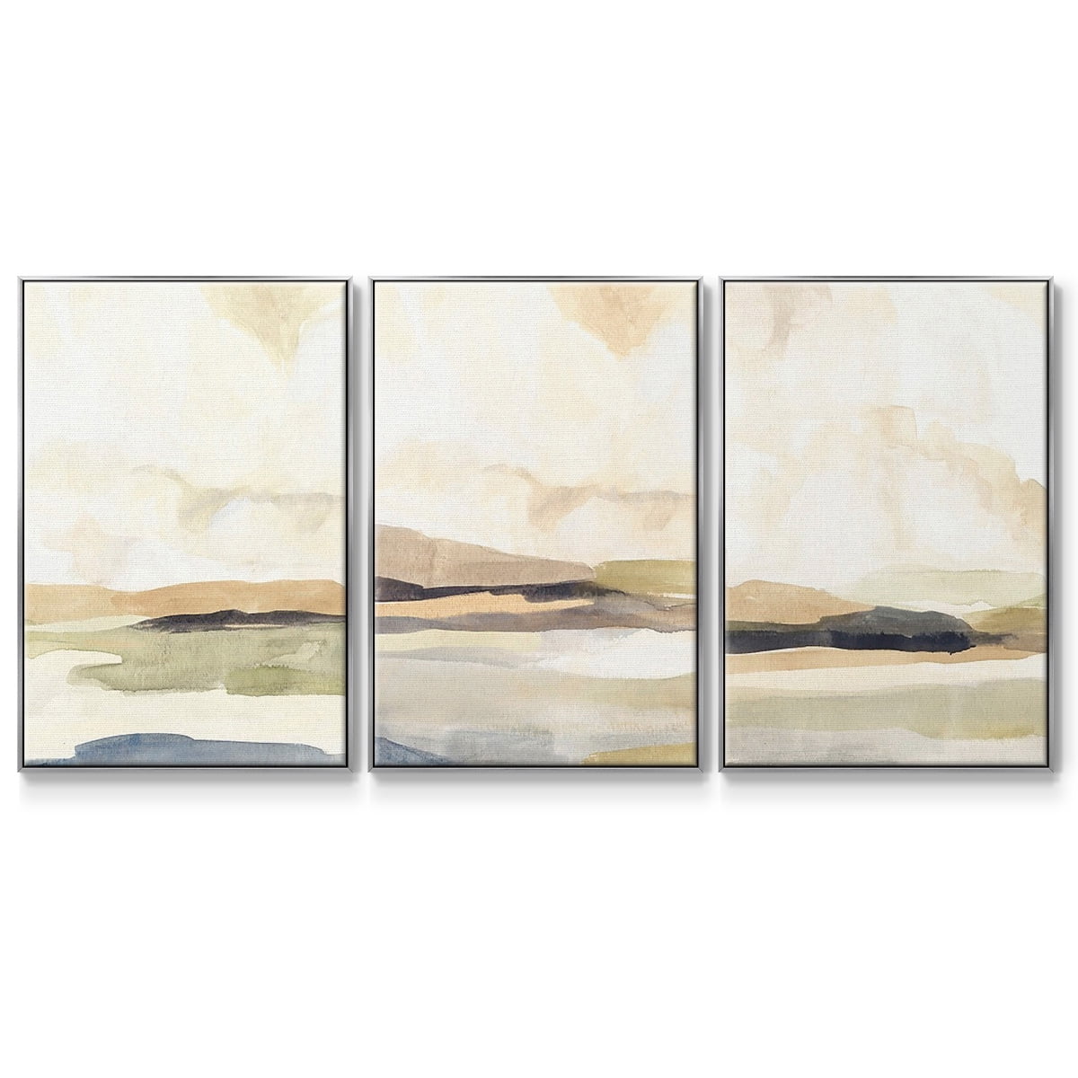 Abstract Neutral Tone Framed Wall Art – Slate Movement I – Premium Gallery Wrapped Canvas, L Floating Frame, 3 Piece Set, Ready to Hang