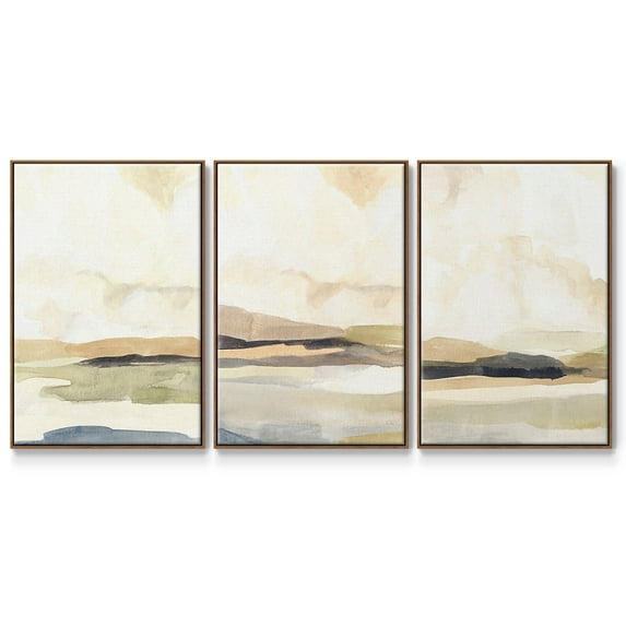 Abstract Neutral Tone Framed Wall Art – Slate Movement I – Premium Gallery Wrapped Canvas, L Floating Frame, 3 Piece Set, Ready to Hang