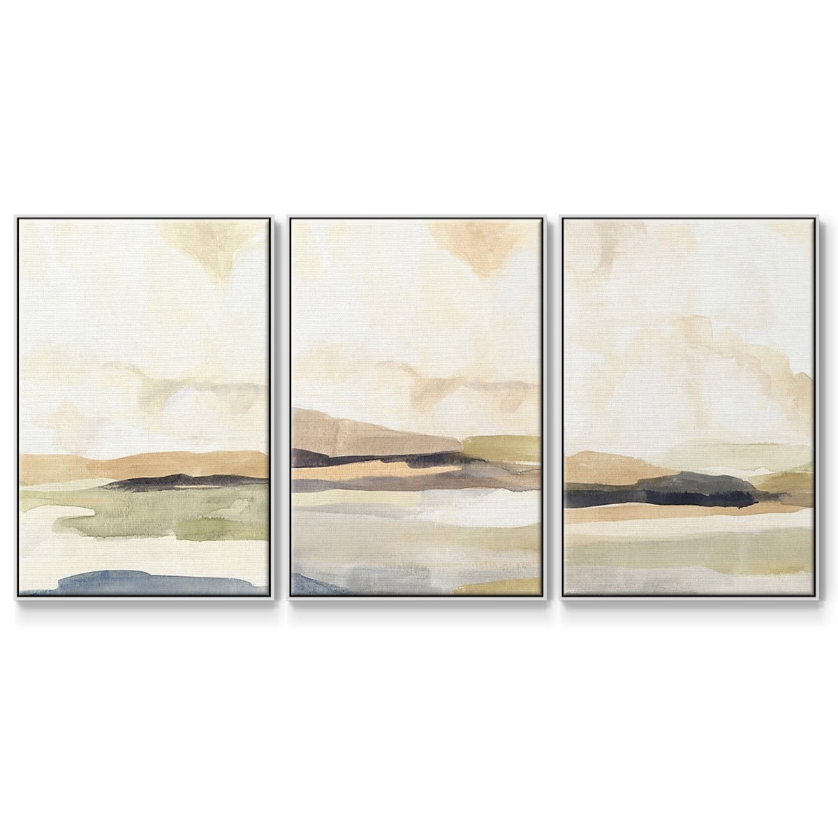 Abstract Neutral Tone Framed Wall Art – Slate Movement I – Premium Gallery Wrapped Canvas, L Floating Frame, 3 Piece Set, Ready to Hang