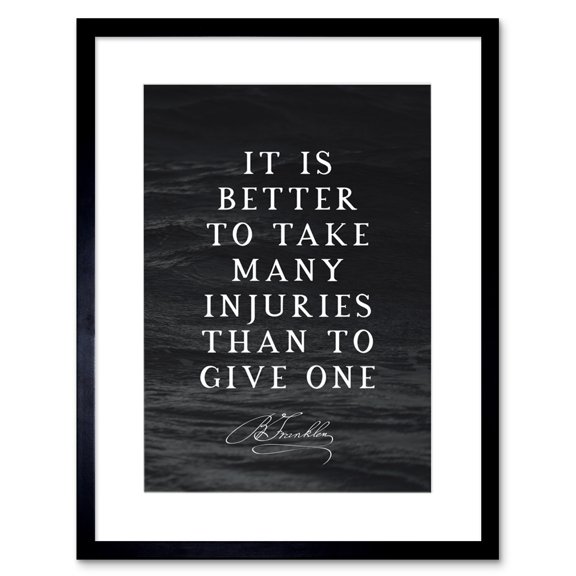 Slate Quote Benjamin Franklin Injuries Artwork Framed Wall Art Print 9X7 Inch