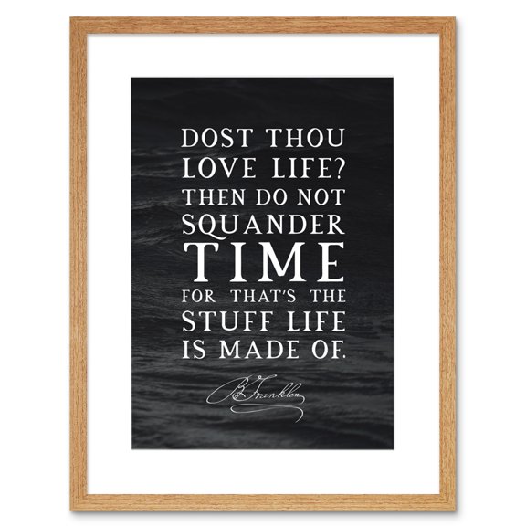 Slate Quote Benjamin Franklin Love Life Time Artwork Framed Wall Art Print 9X7 Inch
