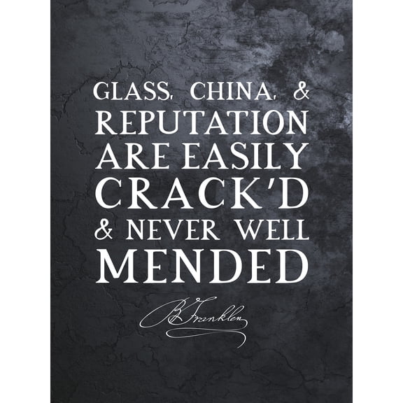 Slate Quote Benjamin Franklin Reputation Extra Large XL Wall Art Poster Print