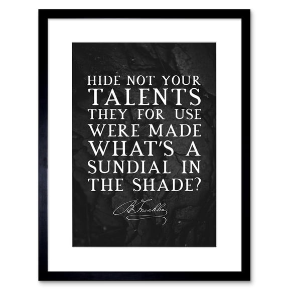 Slate Quote Benjamin Franklin Sundial Artwork Framed Wall Art Print 9X7 Inch