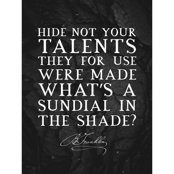 Slate Quote Benjamin Franklin Sundial Extra Large XL Wall Art Poster Print