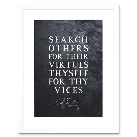 Slate Quote Benjamin Franklin Vices Artwork Framed Wall Art Print 9X7 Inch