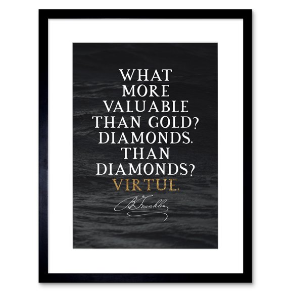 Slate Quote Benjamin Franklin Virtue Artwork Framed Wall Art Print 9X7 Inch