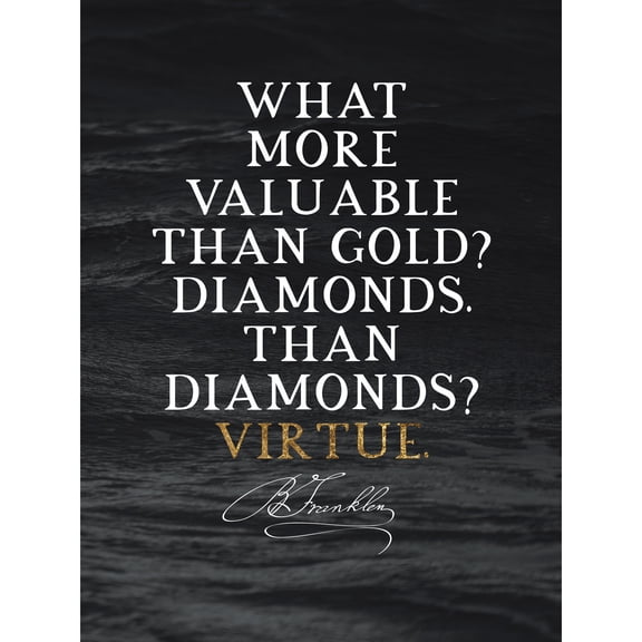 Slate Quote Benjamin Franklin Virtue Extra Large XL Wall Art Poster Print