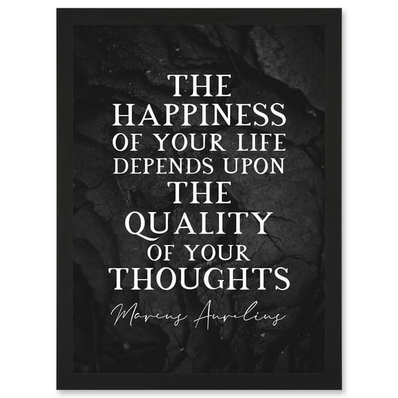 Slate Quote Marcus Aurelius Happiness Quality Thoughts Inspiring Artwork Framed Wall Art Print A4