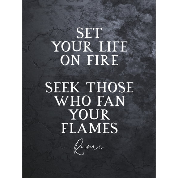 Slate Quote Rumi Life Fire Flames Extra Large XL Wall Art Poster Print
