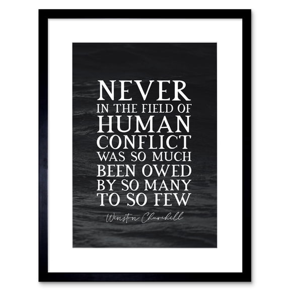 Slate Quote Winston Churchill Human Conflict Artwork Framed Wall Art Print 9X7 Inch